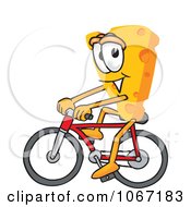 Poster, Art Print Of Cheese Mascot Bicycling - Royalty Free Vector Illustration