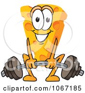 Clipart Cheese Mascot Lifting Weights Royalty Free Vector Illustration