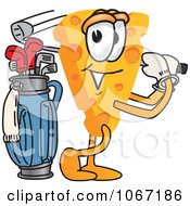 Clipart Cheese Mascot Golfing Royalty Free Vector Illustration
