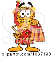 Poster, Art Print Of Cheese Mascot In Red Snorkel Gear - Royalty Free Vector Illustration