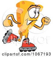 Poster, Art Print Of Cheese Mascot Roller Blading - Royalty Free Vector Illustration