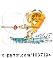 Poster, Art Print Of Cheese Mascot Water Skiing - Royalty Free Vector Illustration