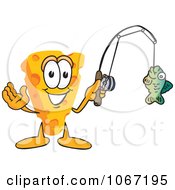 Clipart Cheese Mascot Fishing Royalty Free Vector Illustration
