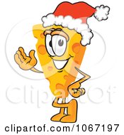 Poster, Art Print Of Cheese Mascot Wearing A Santa Hat - Royalty Free Vector Illustration