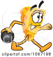 Clipart Cheese Mascot Bowling Royalty Free Vector Illustration