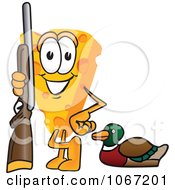 Poster, Art Print Of Cheese Mascot Duck Hunting - Royalty Free Vector Illustration