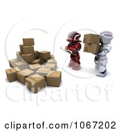 Poster, Art Print Of 3d Robot Stacking Shipping Boxes
