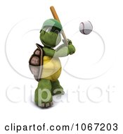 Poster, Art Print Of 3d Baseball Tortoise Batting