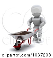 Poster, Art Print Of 3d White Character And Wheelbarrow