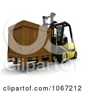 3d Wooden Crate On A Forklift