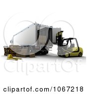 Poster, Art Print Of 3d Freight Truck And Forklift
