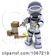 Poster, Art Print Of 3d Robot Asking For Delivery Signature