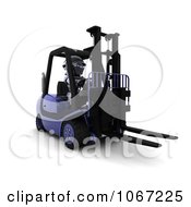 Poster, Art Print Of 3d Robot On A Blue Forklift