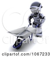 Poster, Art Print Of 3d Robot And Wheelbarrow