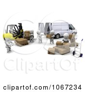 Clipart 3d White Characters Working In A Warehouse Royalty Free CGI Illustration