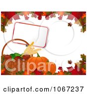 Poster, Art Print Of Autumn Pumpkins Sign And Fruit Bordered With Leaves