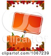 Poster, Art Print Of Autumn Pumpkins And A Sign Bordered With Leaves