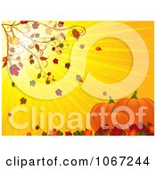 Poster, Art Print Of Autumn Leaves Blowing On Pumpkins