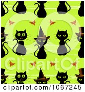 Poster, Art Print Of Seamless Halloween Black Witch Cat Pattern