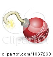 Poster, Art Print Of Cricket Ball Cherry Bomb With Lit Fuse Burning Down