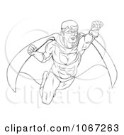 Poster, Art Print Of Outlined Super Hero In Flight