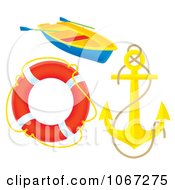 Anchor Lifebuoy And Boat