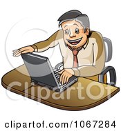 Poster, Art Print Of Businessman Opening His Laptop