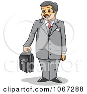 Clipart Businessman Standing With His Briefcase Royalty Free Vector Illustration