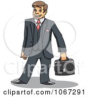 Clipart Business Man Standing With His Briefcase Royalty Free Vector Illustration by Vector Tradition SM