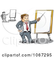 Poster, Art Print Of Business Men Pointing To Presentation Boards