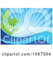Poster, Art Print Of Sunny Palm Tree And Ocean Wave Background
