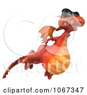 Clipart 3d Red Dragon Wearing Shades In Flight Royalty Free CGI Illustration