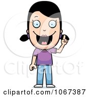 Clipart Happy Girl With An Idea Royalty Free Vector Illustration