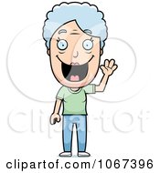 Clipart Happy Granny Waving Royalty Free Vector Illustration by Cory Thoman