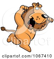 Clipart Ferocious Lion Attacking Royalty Free Vector Illustration