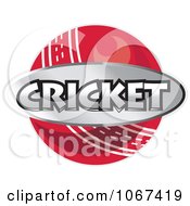 Clipart Silver Cricket Sign Over A Ball Royalty Free Vector Illustration