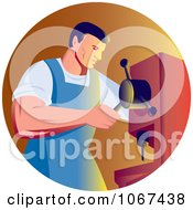 Clipart Strong Drill Press Worker Logo Royalty Free Vector Illustration