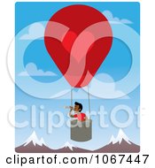 Poster, Art Print Of Boy In A Hot Air Balloon Looking Out Over Mountains 4