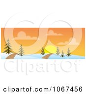 Poster, Art Print Of Path Through A Sunset Winter Landscape Banner