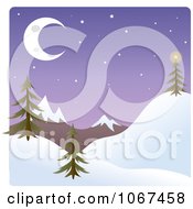 Poster, Art Print Of Dusk Winter Mountainous Landscape