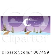 Poster, Art Print Of Path Through A Night Time Winter Landscape Banner