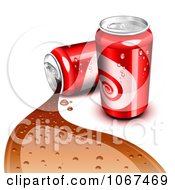3d Red Cola Cans One Spilling