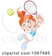Poster, Art Print Of Tennis Girl Leaping To Hit A Ball