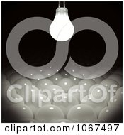 3d Lightbulb Glowing Over Bulbs Below