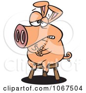 Clipart Pig Sitting On A Stool Royalty Free Vector Illustration by toonaday