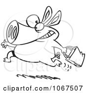Clipart Outlined Shopping Pig Royalty Free Vector Illustration