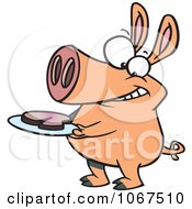Poster, Art Print Of Pig With Meat On A Plate