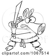 Poster, Art Print Of Outlined Ninja Pig With Sword