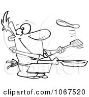 Poster, Art Print Of Outlined Man Flipping A Flapjack