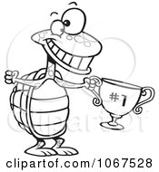 Clipart Outlined Tortoise Champ With A Trophy Royalty Free Vector Illustration by toonaday